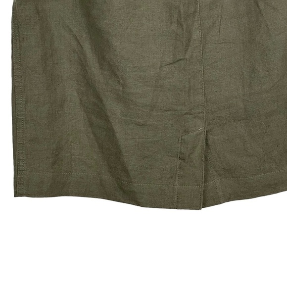 TALBOTS PURE IRISH LINEN GREEN DRAWSTRING SKIRT - Picture 8 of 13